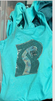 Women's teal tank top dazzle "R"